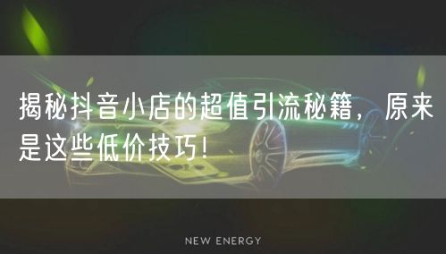 揭秘抖音小店的超值引流秘籍，原来是这些低价技巧！