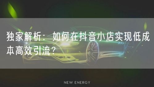 独家解析：如何在抖音小店实现低成本高效引流？