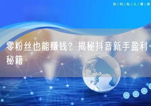 零粉丝也能赚钱？揭秘抖音新手盈利秘籍