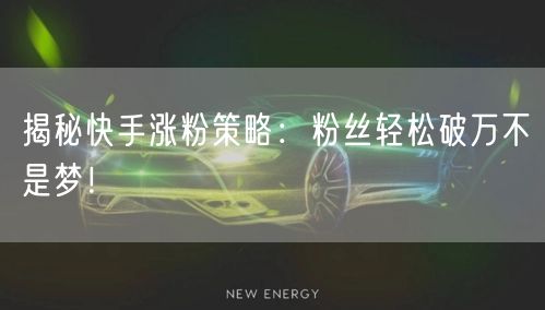揭秘快手涨粉策略：粉丝轻松破万不是梦！