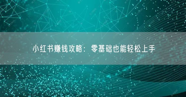 小红书赚钱攻略：零基础也能轻松上手