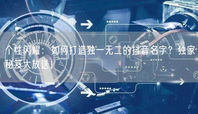 个性闪耀：如何打造独一无二的抖音名字？独家秘笈大放送！