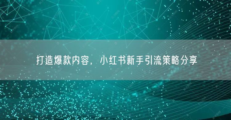 打造爆款内容，小红书新手引流策略分享