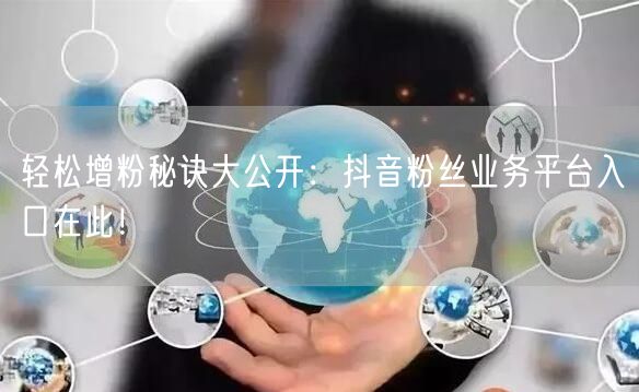 轻松增粉秘诀大公开：抖音粉丝业务平台入口在此！
